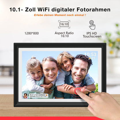 2024 Model LED - Frameo 10,1 Zoll WiFi Digitaler Bilderrahmen, 1280x800 HD, 32GB Speicher - Neues Modell 2024