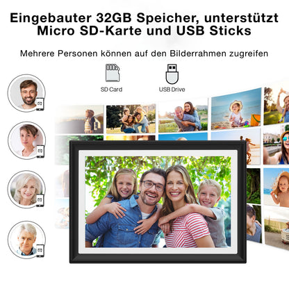 2024 Model LED - Frameo 10,1 Zoll WiFi Digitaler Bilderrahmen, 1280x800 HD, 32GB Speicher - Neues Modell 2024